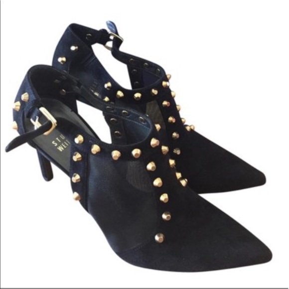 Stuart Weitzman Shoes - Stuart Weitzman | Black Studded Bootie Heels